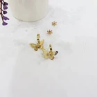 Pearl BSCI Manufacture Factory Wholesale Gold Plated Pearl Snow Flower Carved Butterfly Stud Earring Sets For Women