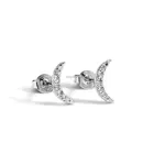 Brass Copper Earring Brass Jewelry Tiny Copper Rhinestone Crescent Moon Stud Earring