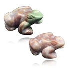 Gift Figurines Natural Jade Stone Animal Handiwork Rose Quartz Halloween Gift Frog Carving