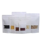 Paper Stand Up Paper Bag Paper Pouch Bag With Window Doypack Kraft Paper Brown White Food Grade Stand Up Pouch Zipper Top