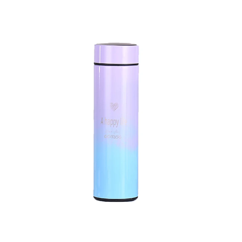 Wholesale Stainless Steel Gradient pink Smart Insulated Water Bottle Coffee Travel Mug Sublimation Flasks Drinks