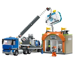 449pcs kids building block sets model crane truck toy plastic building stem to assemble