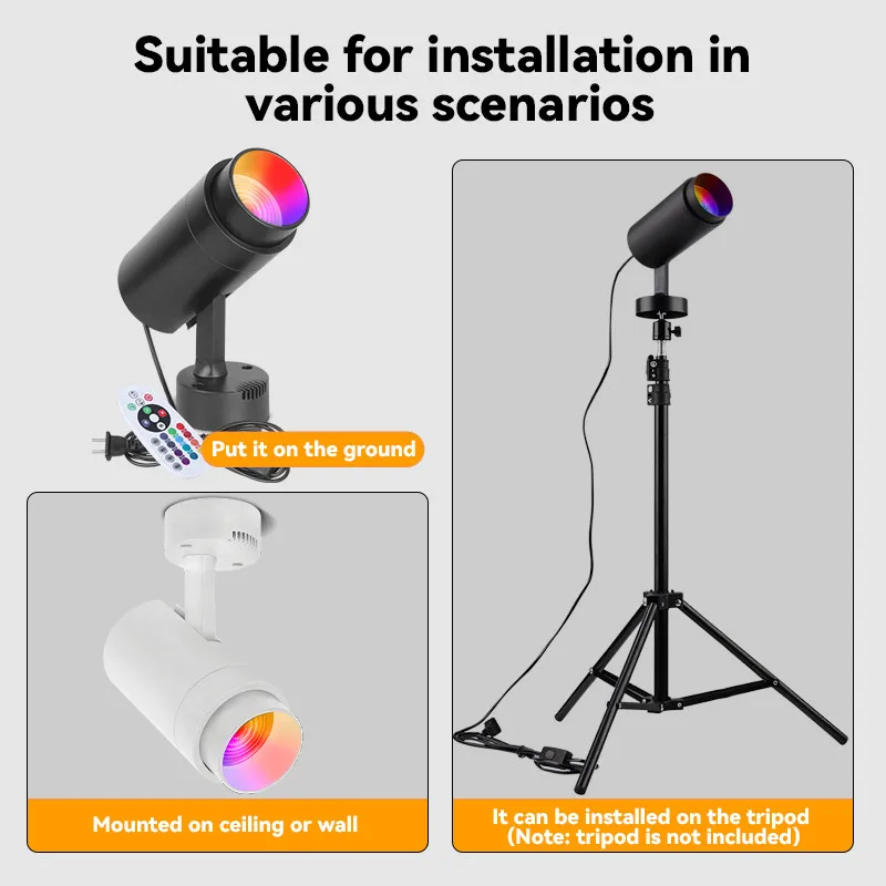 20W RGB LED Ceiling Spot Light and Remotely Controlled Adjustable Light Aluminum 16-color Adjustable Focus Track Stage Light
