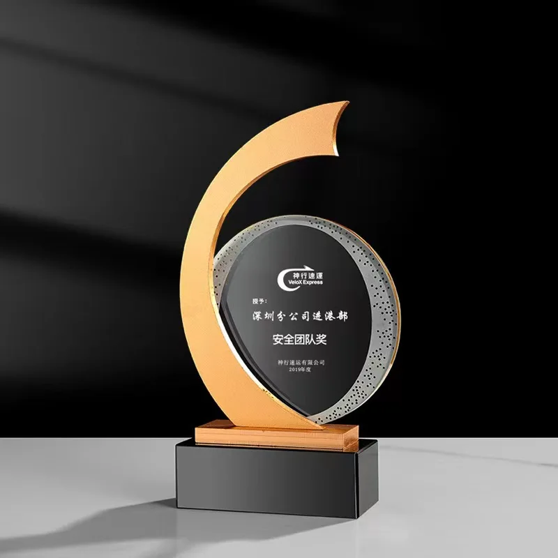 product luxury business custom low moq sports metal trophy company annual meeting souvenir trophy awards with crystal base metal trophy-7