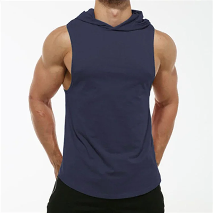 Men Workout Hooded Tank Tops Sports Bodybuilding Stringer Muscle Cut