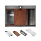 Kitchen Sink Customized Good Quality 33 Inch Black Color Stainless Steel Single Bowl Kitchen Ledge Sink