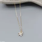 Sterling Silver 925 Sterling Silver Leaf Pendant Crystal Zircon 1mc Gold Or Rhodium Or Rose Gold Plated