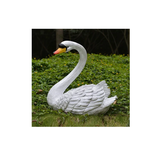 White Swan Sculpture Artificial Garden Ornaments and Outdoor Statue Life Size Resin Statue
