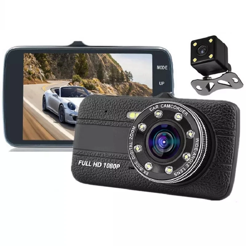 Dash Cam 4 IPS Display Screen Dual Lens Full HD 1080P Dashboard Car Camera Video Recoder DVR 12.0MP 170°Wide-Angle View Night Vision G-Sensor WDR Loop Recording Motion Detection Parking Monitor 