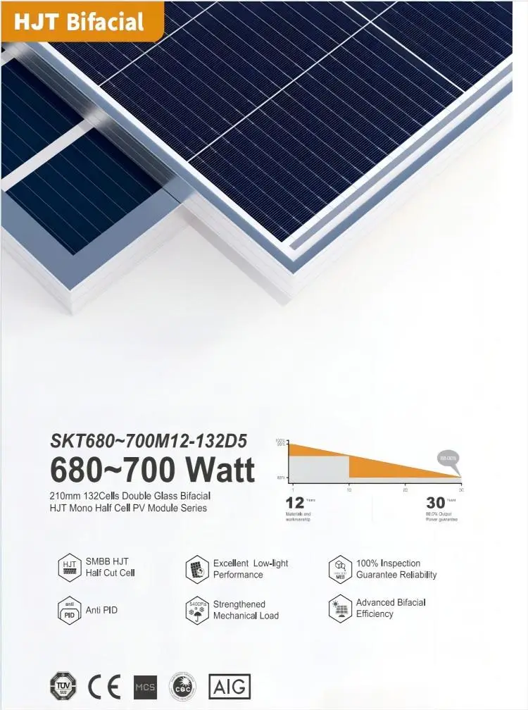 New Design High Efficiency Mm Cells Bifacial Ip Waterproof Hjt