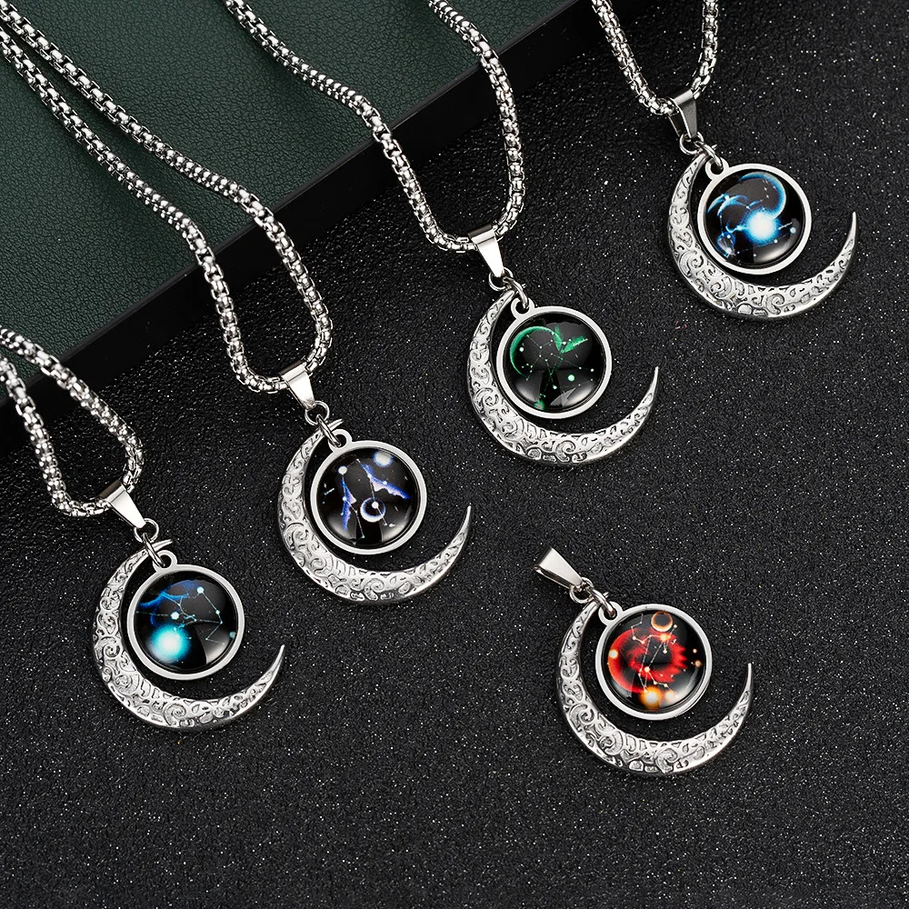 12 Men's Clavicle Chain Crescent Moon 