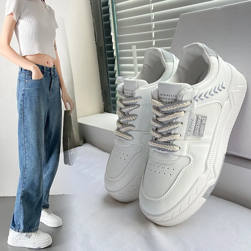 2024 summer new wheat students thick sole white shoes sports casual shoes