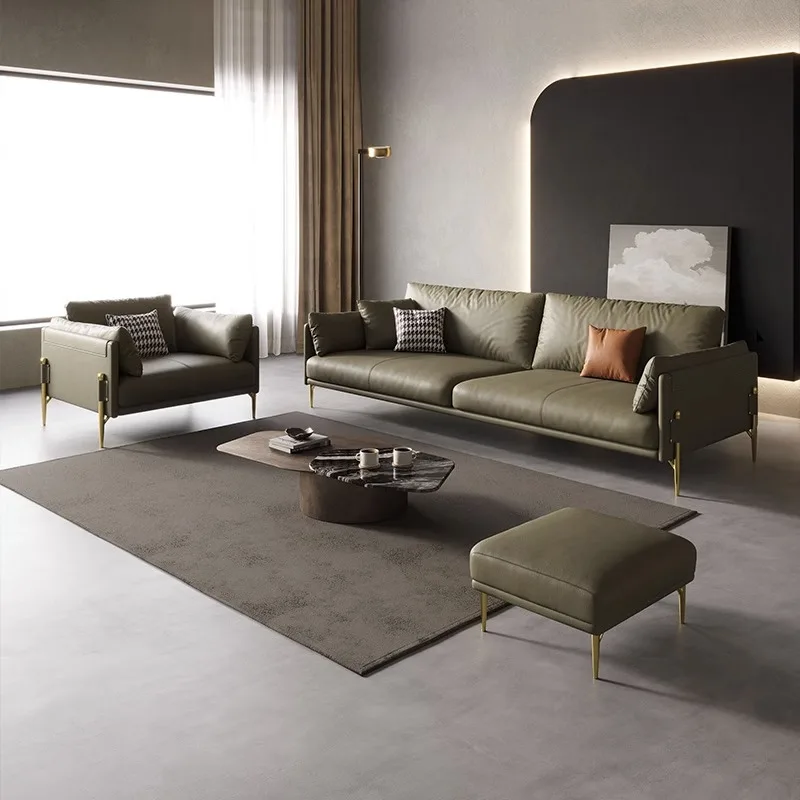 Nordic Modern Luxury living room sofa  set   Leather Art Sofa Minimalist Three Seater Design for furniture sofa