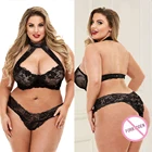 Lingeries Lingerie Halter Sexy Lingeries Black Sexy Lace Deep V Hollow Neck Plus Size Sexy Babydoll Lingerie