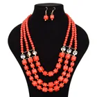 Bead Set Large Pearl Exaggerated Acrylic Bead Crystal Necklace Earring Set For Women