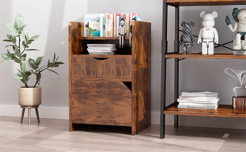 YQ FOREVER Vintage Style Beside Table Cabinet Nightstands Living Bedroom Furniture