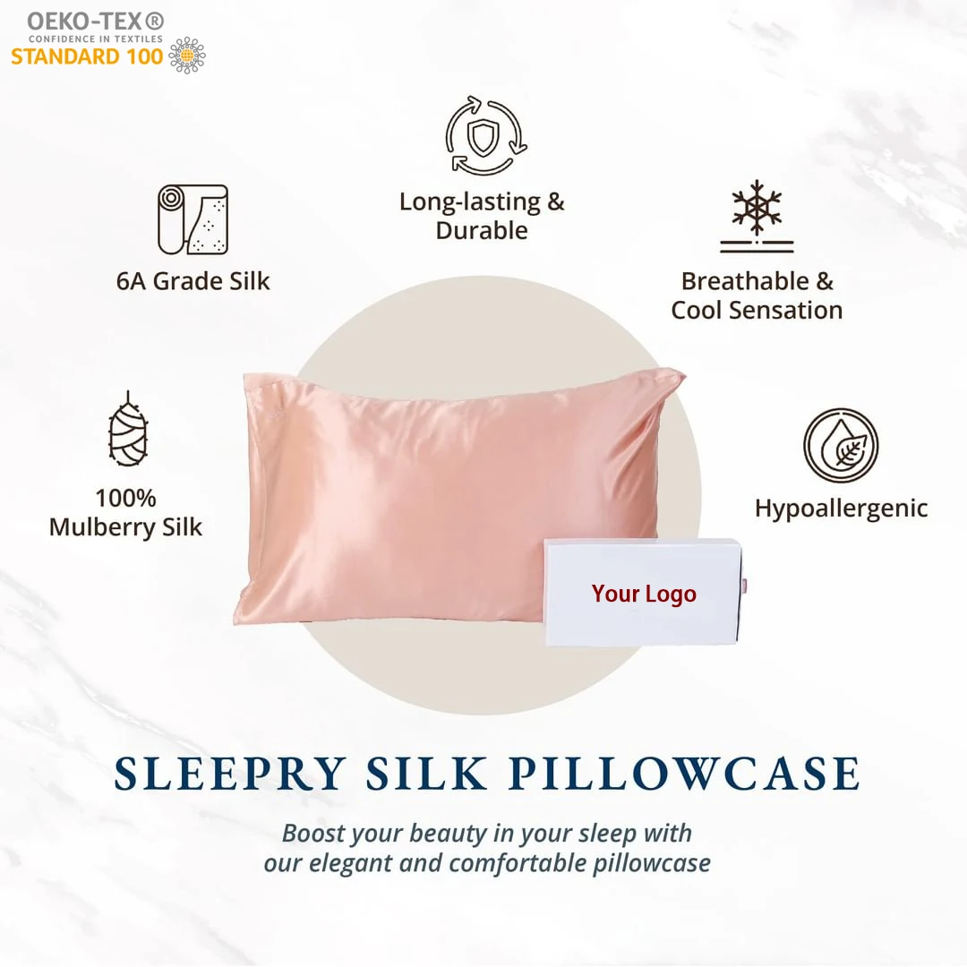 Customized High Quality 22mm 100% Mulberry Silk pillow case mulberry Antibacter Silver Ion Pillowcase