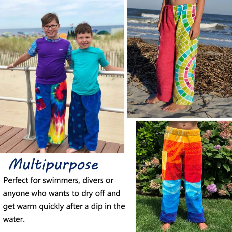 kids /adults towel pants custom 100% cotton terry towel pants /beach towel pants