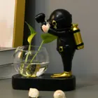 LED Light Diver Resin Aquanaut Statues Ornaments Vivid Kid Gifts With Glass Planter