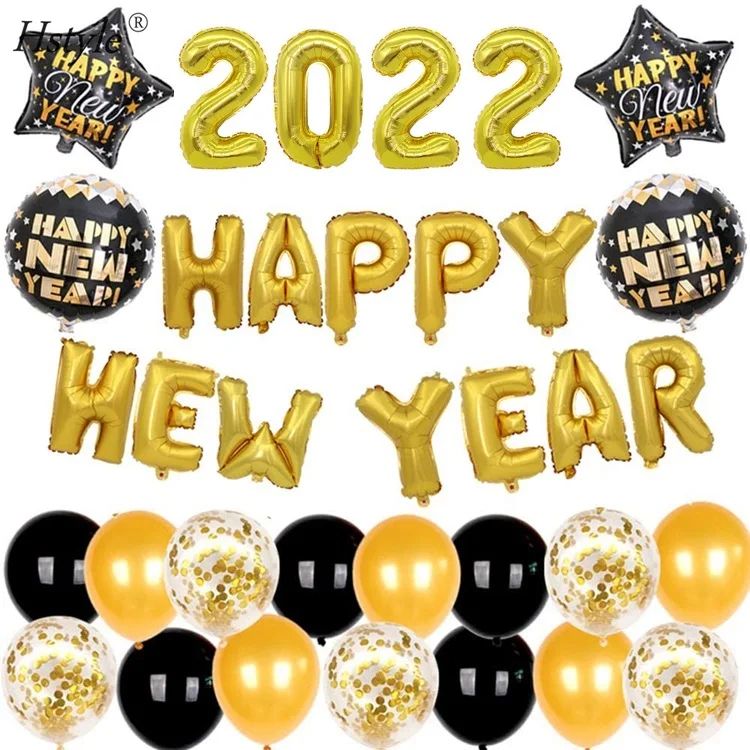 2021 Happy New Year Gold And Silver Foil Balloon Christmas Party Decoration New 