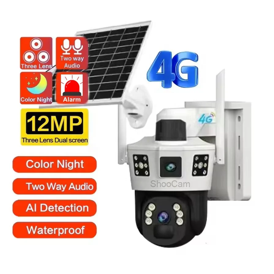 4k Low Power Security Camera Wireless Wifi Outdoor Waterproof  Motion Detection 4g  Built-In Battery Cctv Solar Camera