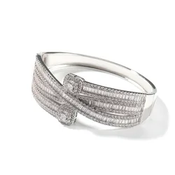 Top Icy  Jewelry Women Bangle Unique Fashion Half Cubic Zircon Fashion Hip Hop Baguette Bangle Bracelet For Men