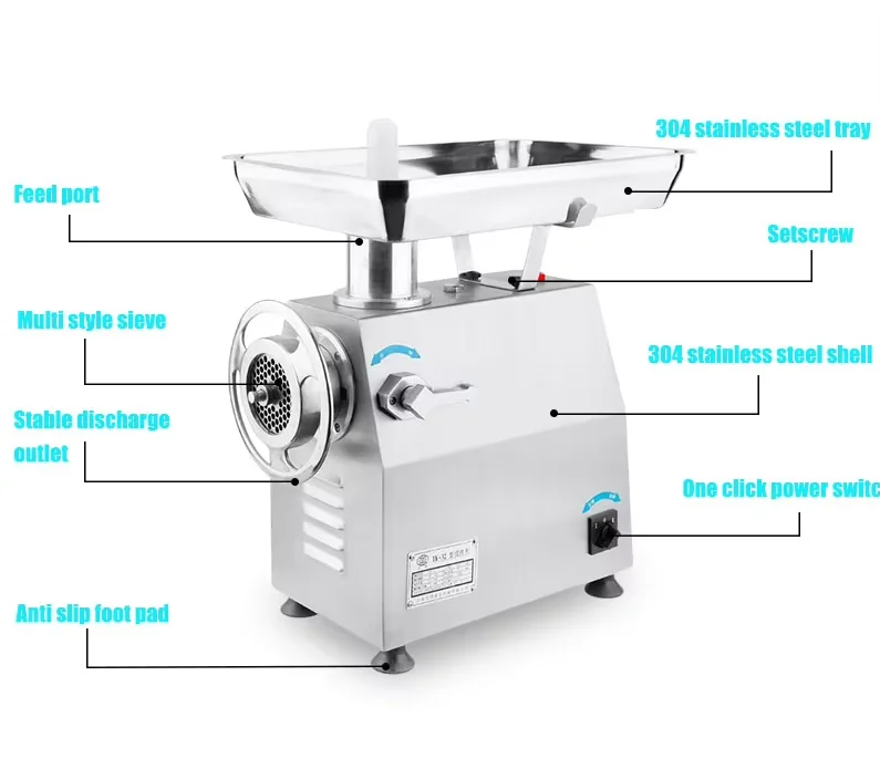 YK-32W Professional Italian Meat Grinder for Commercial Use | High-Power 1800W, Stainless Steel Blade | Easy Clean & Durable details