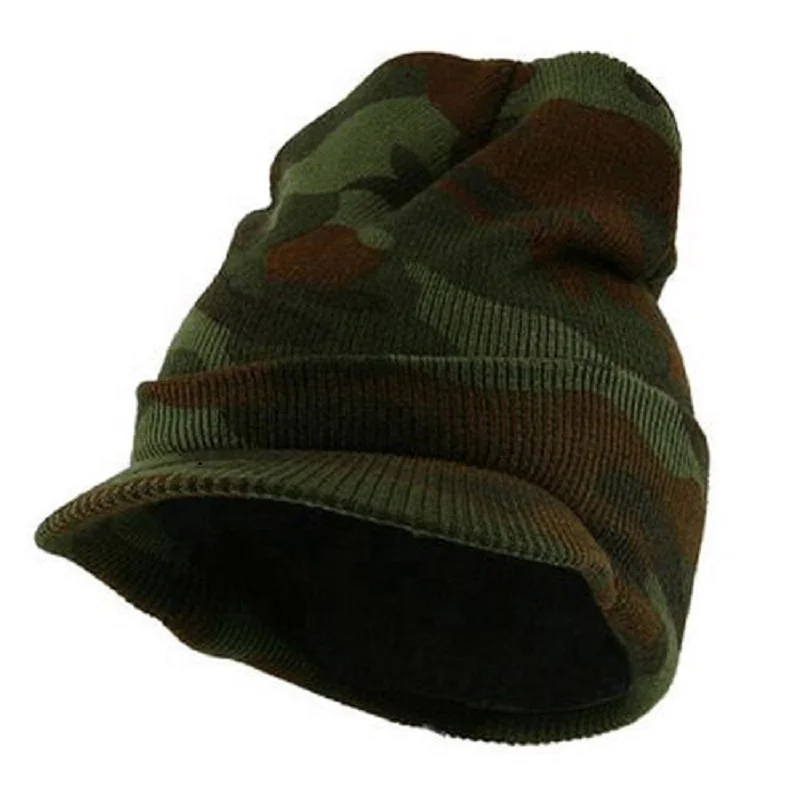 Bulk Camo Brim Beanie Hat Acrylic 