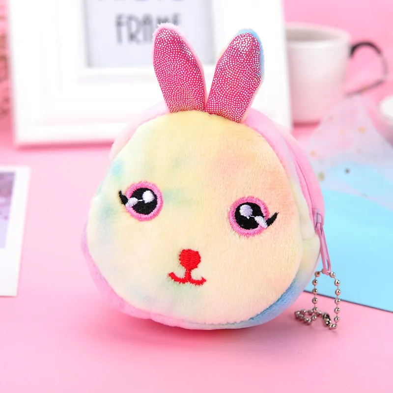 New Arrival customized new mini colorful three-dimensional round plush coin purse coin portable bag small gift