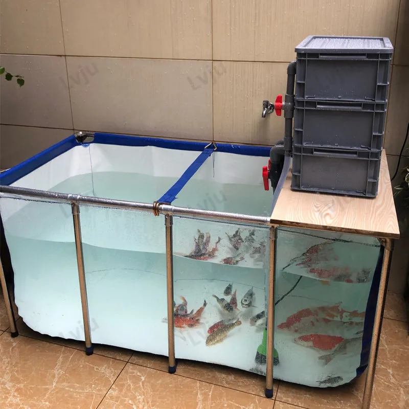 900 Gallons Ponds Fish Tank Goldfish Display Show Tank BOSWELL Aquarium Pool Pond with Transparent Clear Viewing Panel and Drain Valve Koi PVC Canvas with Steel Frame for 