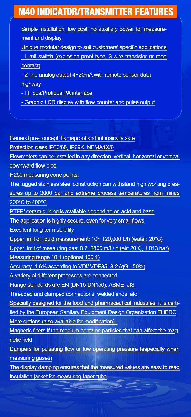 Krohne H250 Customization Small Flange Type Psu Variable Area Rotameter