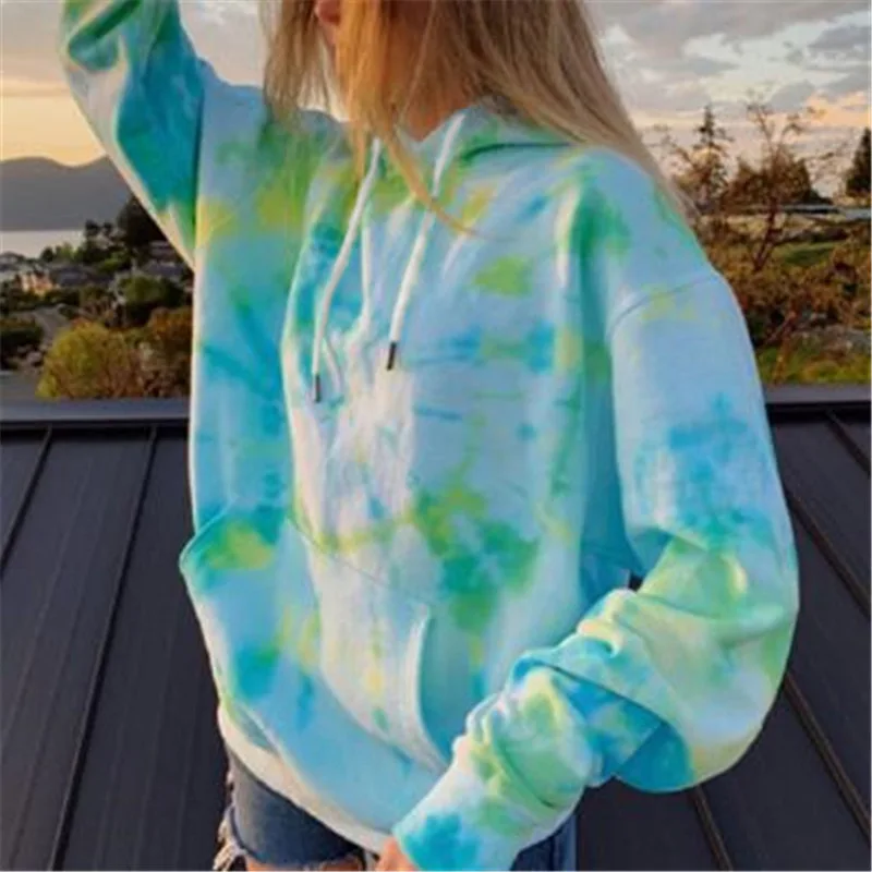 Multi Colored Casual Tie Dye Hoodies 