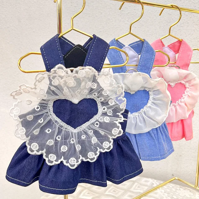 NEW Spring/Summer Princess Skirt Dog Cat Lace Love Cowboy Strap Skirt Small and medium-sized dog Pomeranian Teddy clothes