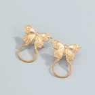 China Earrings Made In China Spring Fashion Butterfly Alloy Women's Earrings Metal Ring Shape Stud Earrings