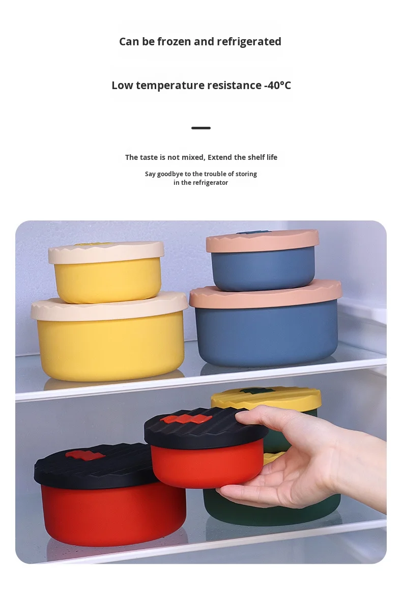 New Children's Silicone Lunch Box Shatter-Resistant Fresh-Keeping Bowl for Soup Fruit Vegetable Storage Food-Grade Easy-Carry details