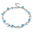 Women Topaz Topaz 925 Sterling Silver Fine Women Jewelry Custom Heart Blue Topaz Romantic Bracelet