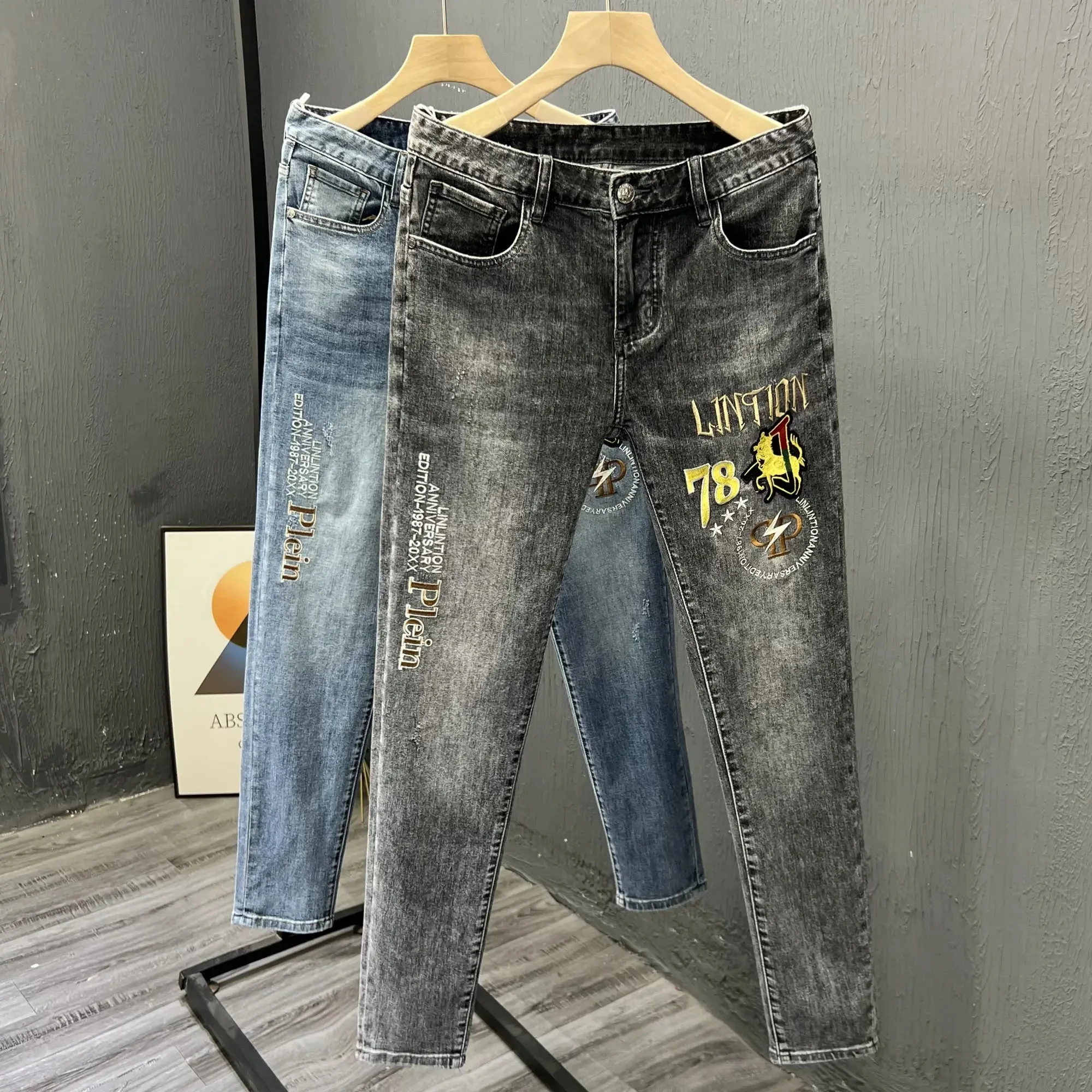 Custom loose fit vintage flare jeans men stacked denim men's jeans pants blank denim baggy jeans for men