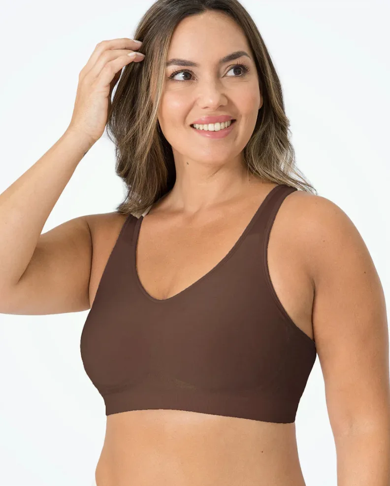 BOJIN Hot Selling Large Size Sexy Bras Comfortable Everyday Seamless Nylon Vest Breathable Wire-Free Back Closure Bra