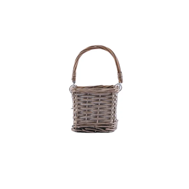 best selling small hand made willow flower basket in grey