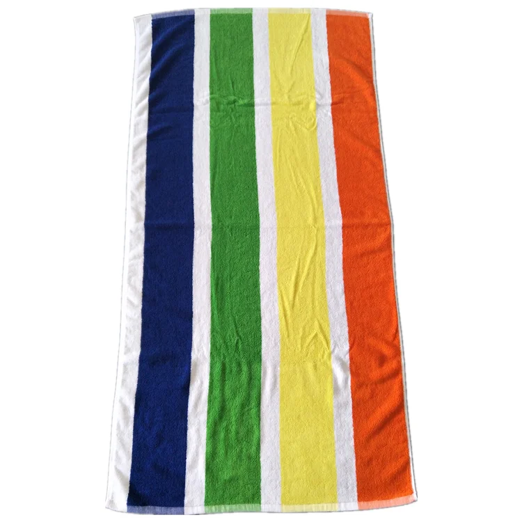 Mixed colors stripe swimming pool lounge chair towel custom cotton stripe beach towels