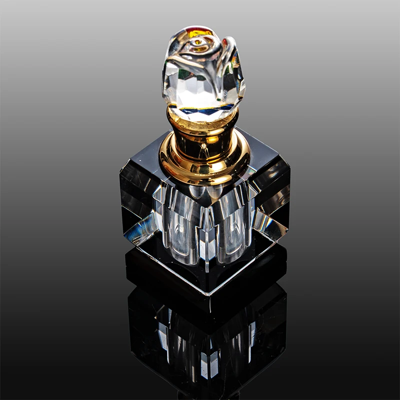 product latest design square flower cover luxurious and elegant glass empty bottle customizable 3ml crystal perfume bottle-8