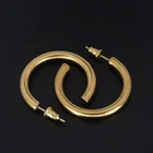 18k Gold Earrings Goldearrings Women Stainless Steel 18K Thick Gold Minimalist Round Chunky Hoop Earrings