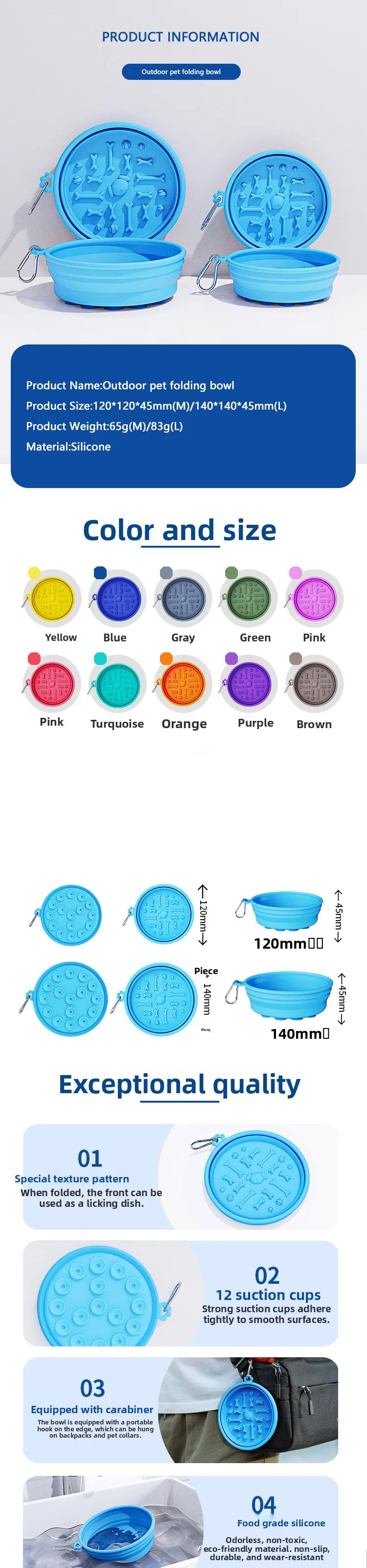 Hot Selling Portable Folding Silicone Bowl Outdoor Pet Water and Food Feeding Bowl for Dogs supplier