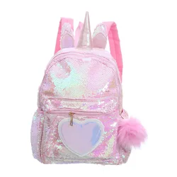 2023 Wholesale Cute Colorful unicorn backpack school bags girls unicorn Sequins can be flipped Mochilas