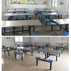 Table 4 Seats School Furniture Manufacturer Classroom Student Canteen Table And Chair