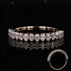 Band Eternity Oval Crused Ice Wedding Band 14K Yellow Gold Half Eternity Ring