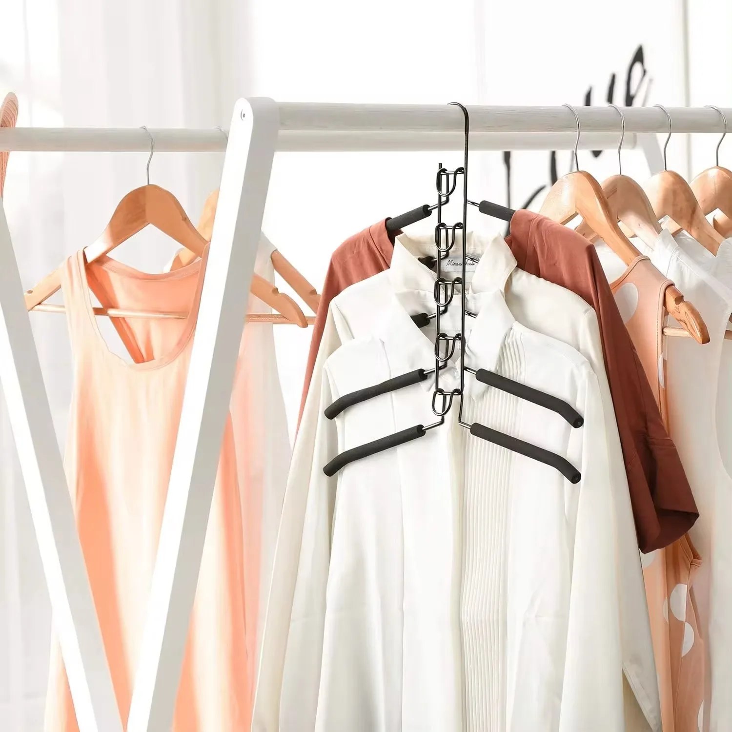 product five layers hangers metal bedroom wardrobe multifunctional storage hangers for clothing store hangers-0