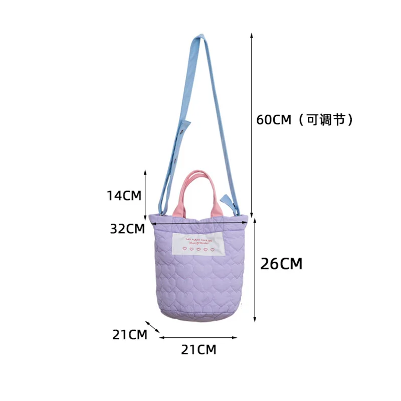 Women's Fashion Winter Warm Lightweight Quilted Puffy Handbag Nylon Quilted Puffer Crossbody Bag with Two Straps Open Closure manufacture