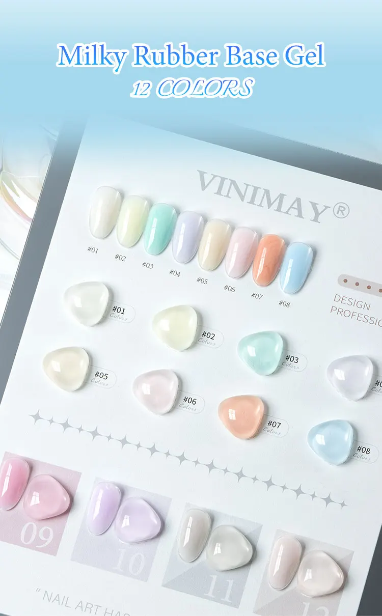 product vinimay rubber milky base gel nail polish 2 in 1 camouflage macaron color gel polish set 12 color thickening uv gel for nail art-1