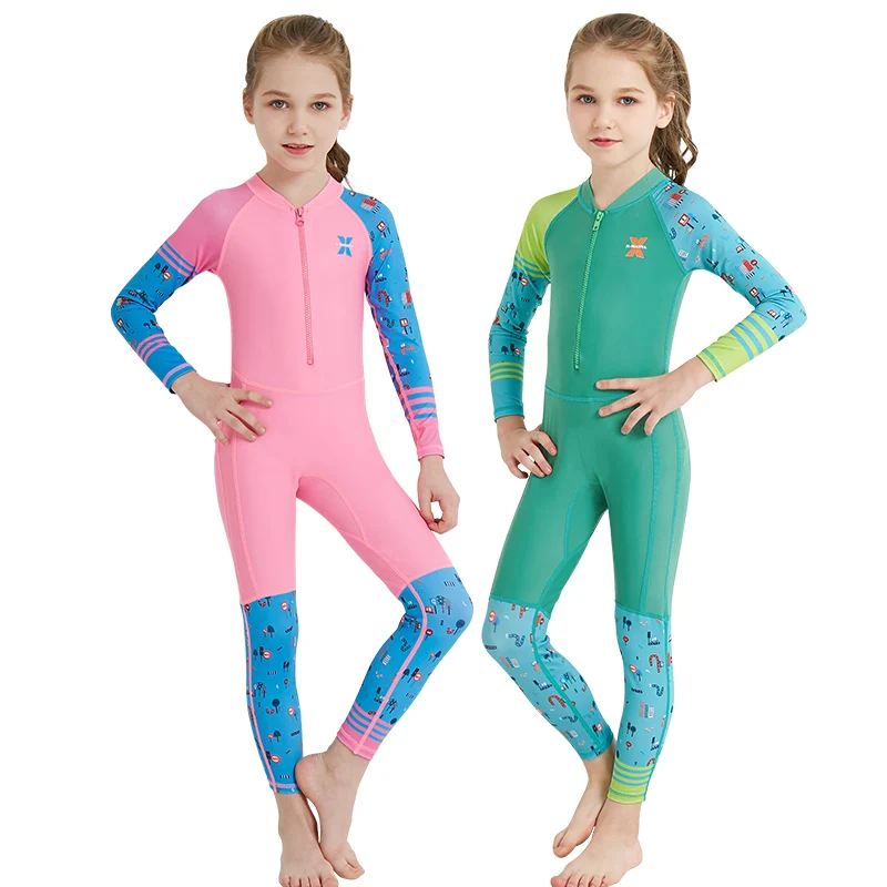 Summer Beach Quick-drying Cute Long Sleeve Kids One-piece Neoprene Diving Wetsuit Surfing Swimsuit